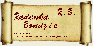 Radenka Bondžić vizit kartica